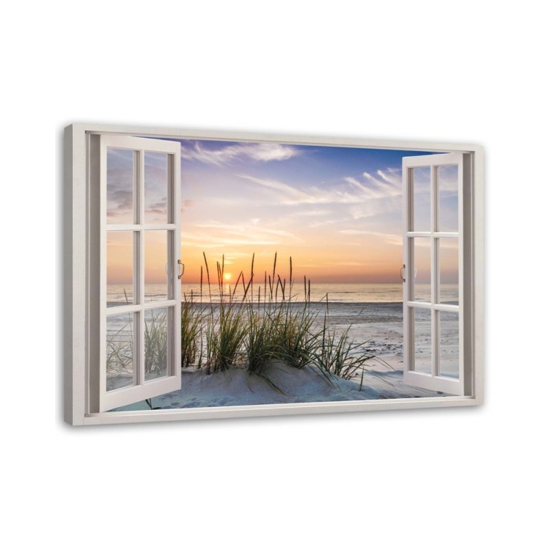 Canvas prints for bedroom - Window view of the sea beach | FEEBY