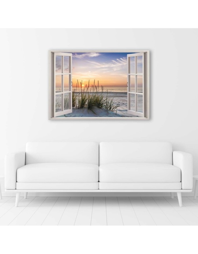 Canvas prints for bedroom - Window view of the sea beach | FEEBY