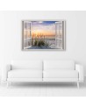 Canvas prints for bedroom - Window view of the sea beach | FEEBY