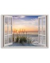 Canvas prints for bedroom - Window view of the sea beach | FEEBY
