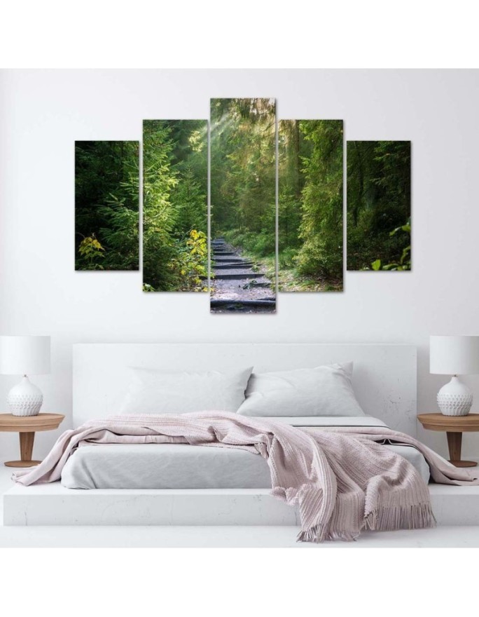Multipart picture - Picture of a path in a green forest | FEEBY