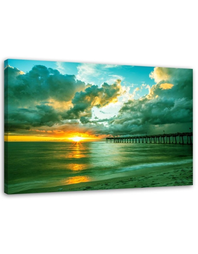 Canvas print modern - Pier and sunset | FEEBY