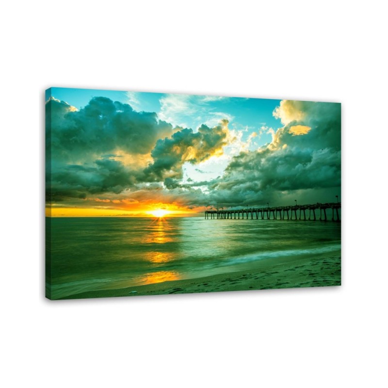 Canvas print modern - Pier and sunset | FEEBY