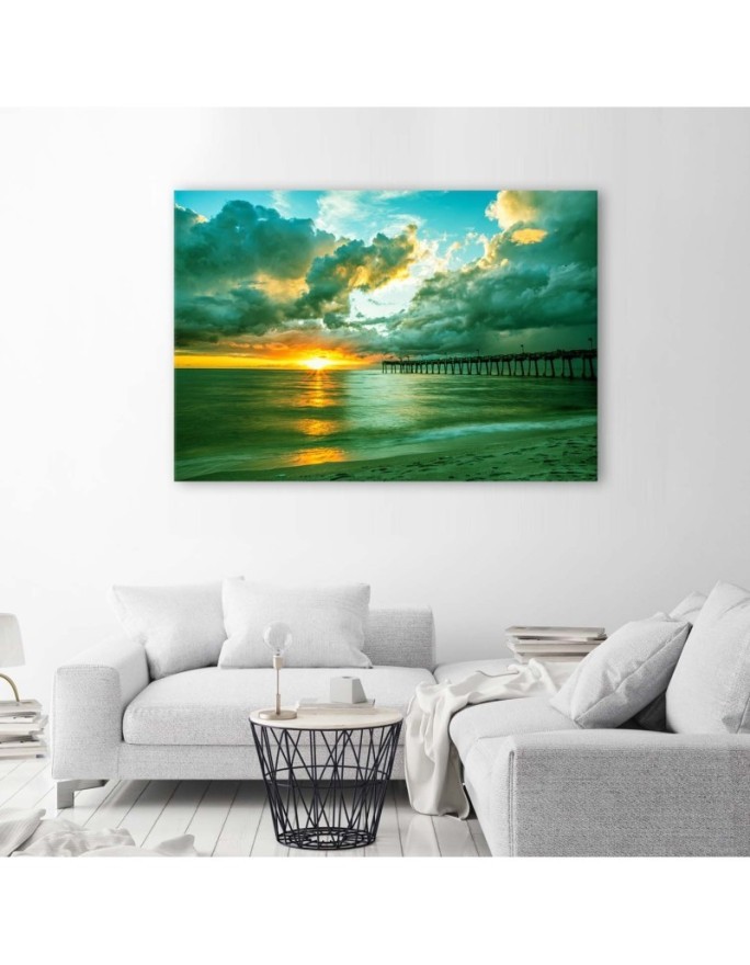 Canvas print modern - Pier and sunset | FEEBY