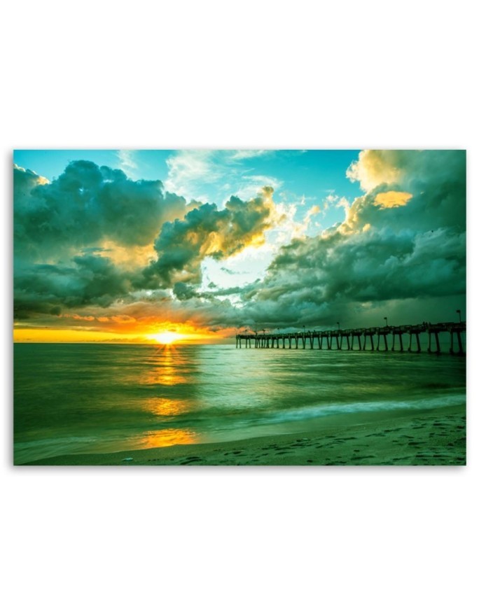 Canvas print modern - Pier and sunset | FEEBY