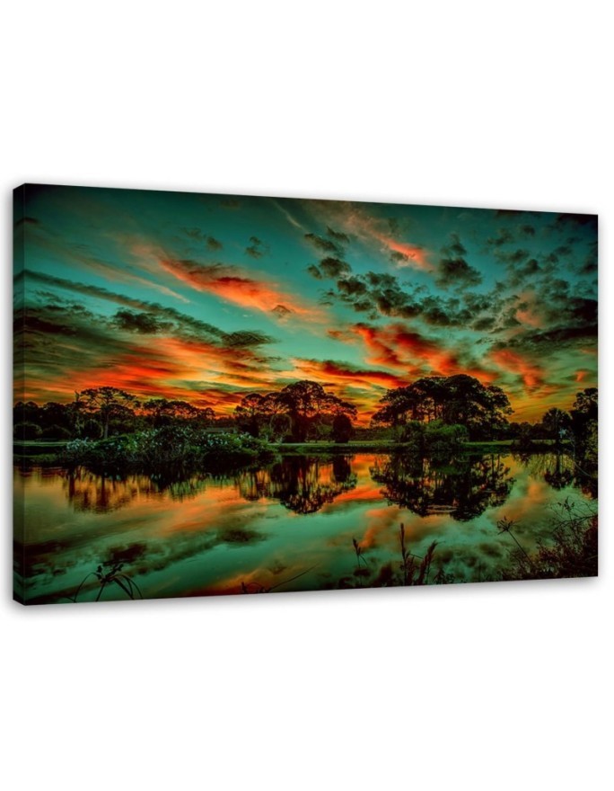 Canvas print - Clouds over a lake | FEEBY