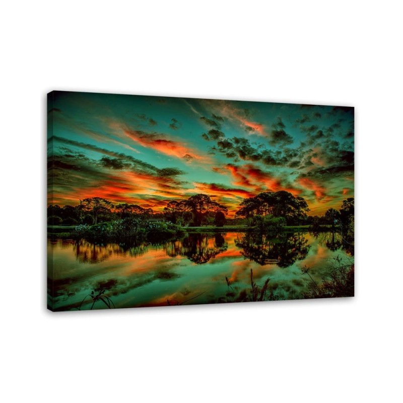 Canvas print - Clouds over a lake | FEEBY