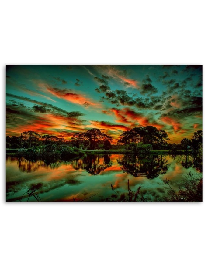Canvas print - Clouds over a lake | FEEBY