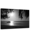 Modern painting for living room - Motorboat on the sea shore | FEEBY