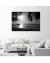 Modern painting for living room - Motorboat on the sea shore | FEEBY