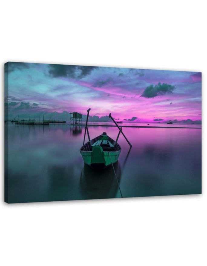 Boat on a calm lake - Pictures on Canvas  for the living room | FEEBY