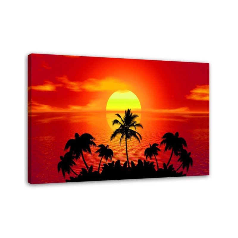 Sunset with palm trees - Modern bedroom Canvas painting | FEEBY