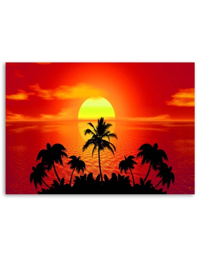 Sunset with palm trees - Modern bedroom Canvas painting | FEEBY