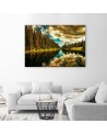 Forest by a mountain lake - Pictures on Canvas for the living room | FEEBY