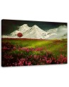 Canvas print modern - Mountains in snow and a colourful meadow | FEEBY