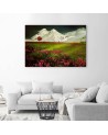 Canvas print modern - Mountains in snow and a colourful meadow | FEEBY