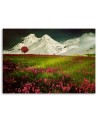 Canvas print modern - Mountains in snow and a colourful meadow | FEEBY