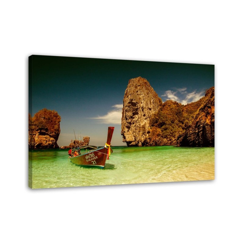 Canvas print - Colourful boat on the seashore | FEEBY