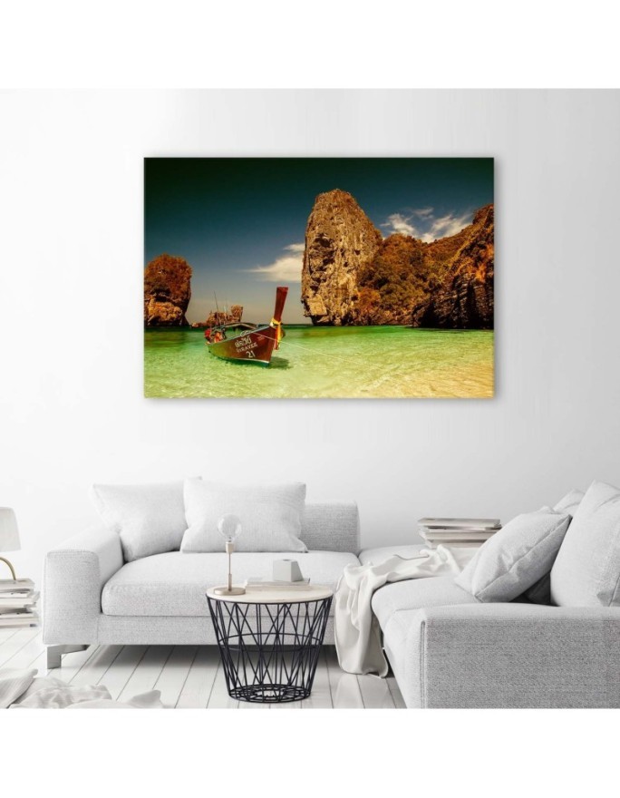 Canvas print - Colourful boat on the seashore | FEEBY