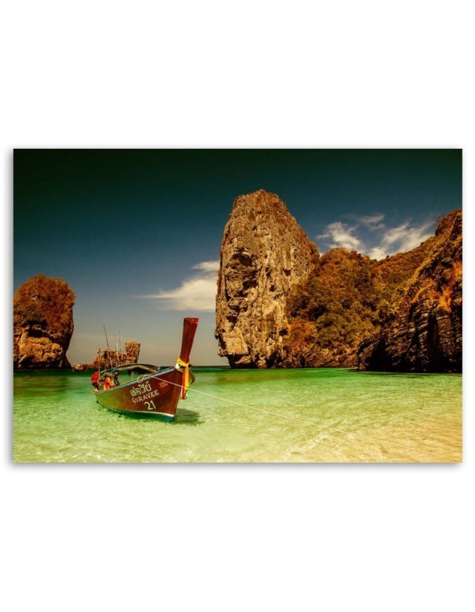 Canvas print - Colourful boat on the seashore | FEEBY