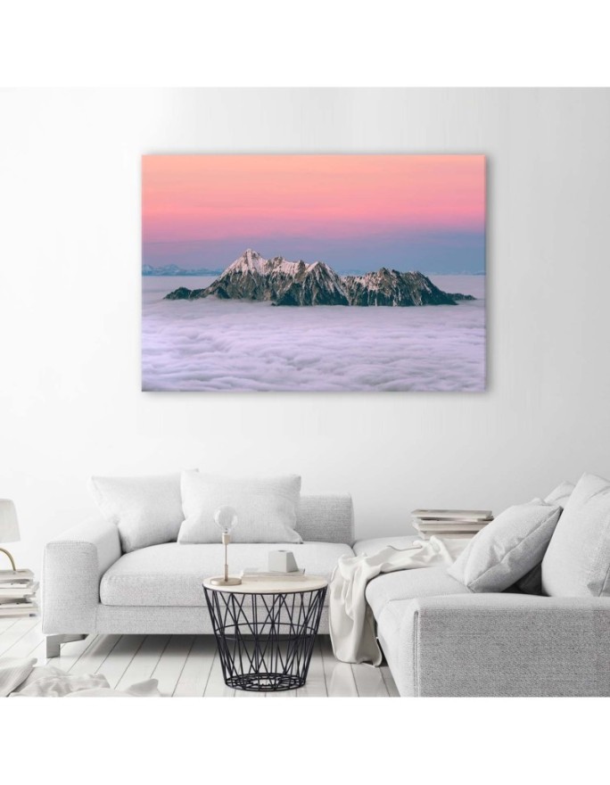 Modern painting for living room - Peaks above the clouds | FEEBY