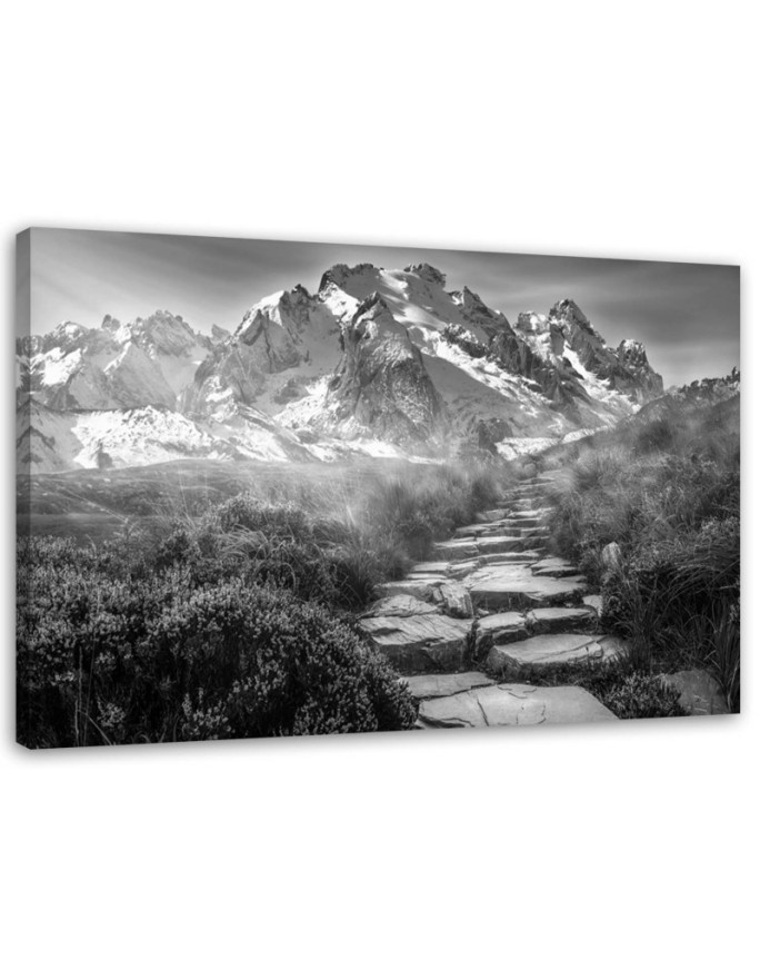 Modern Canvas painting for bedroom - Mountain peak B&W | FEEBY