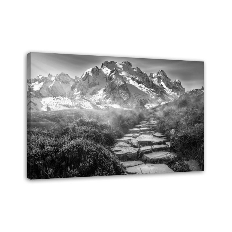 Modern Canvas painting for bedroom - Mountain peak B&W | FEEBY