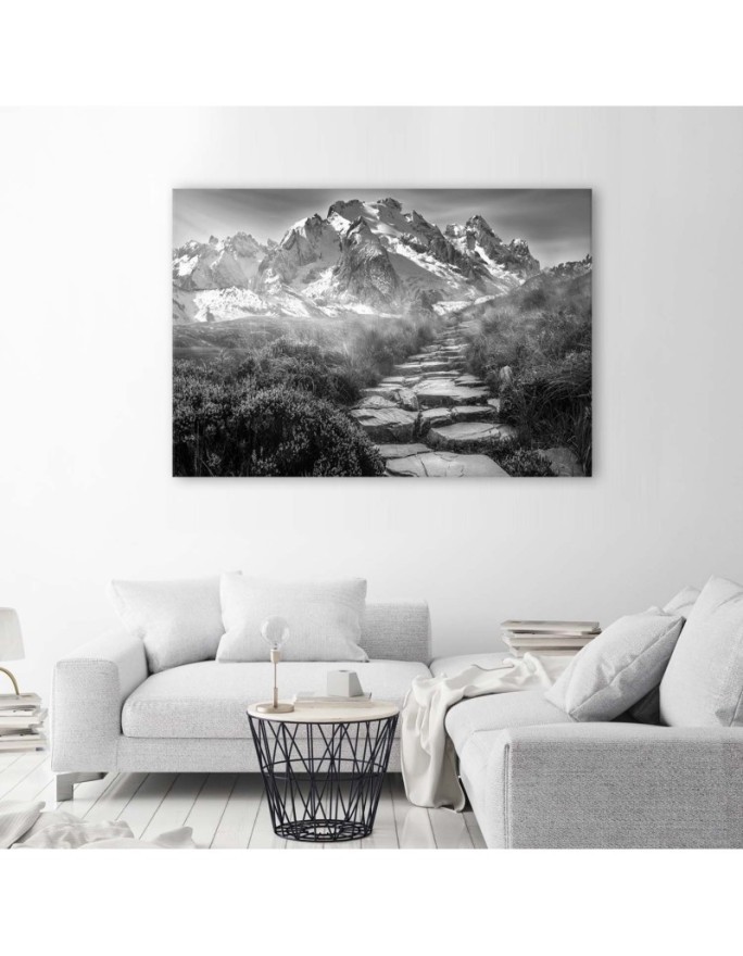 Modern Canvas painting for bedroom - Mountain peak B&W | FEEBY