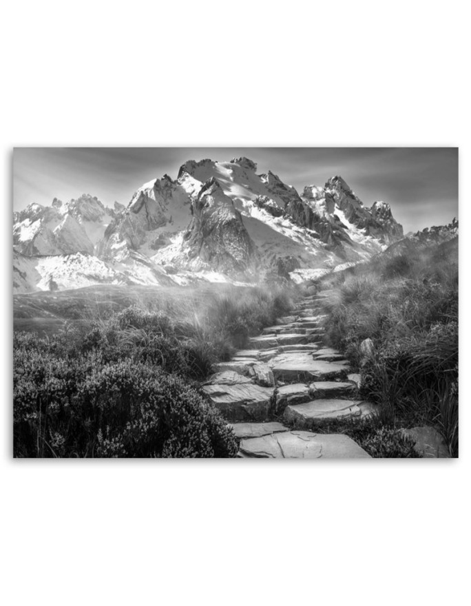 Modern Canvas painting for bedroom - Mountain peak B&W | FEEBY