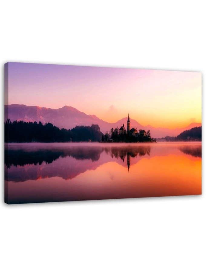 Canvas painting for living room - Lake in the mist | FEEBY
