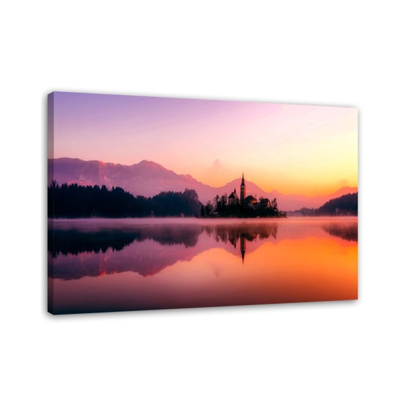 Canvas painting for living room - Lake in the mist | FEEBY