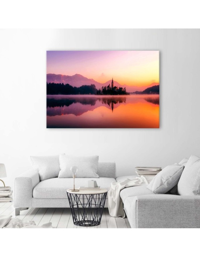 Canvas painting for living room - Lake in the mist | FEEBY