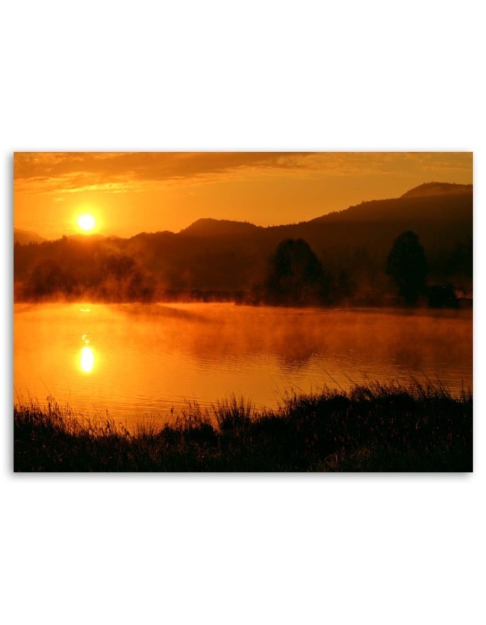 Canvas print - Sunset over mountains in the fog | FEEBY