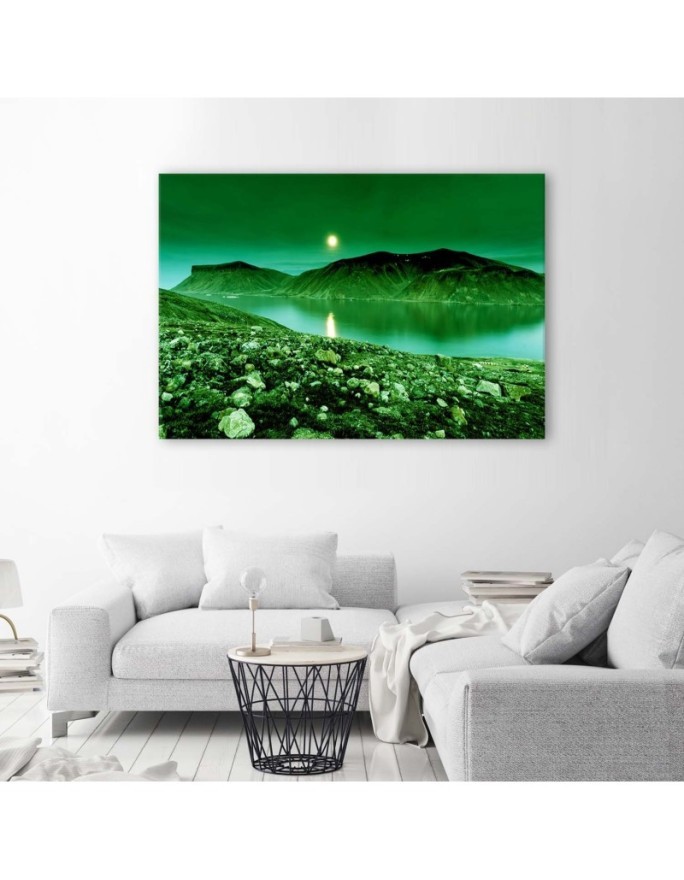 Canvas prints for living room - Green mountain landscape in fog | FEEBY