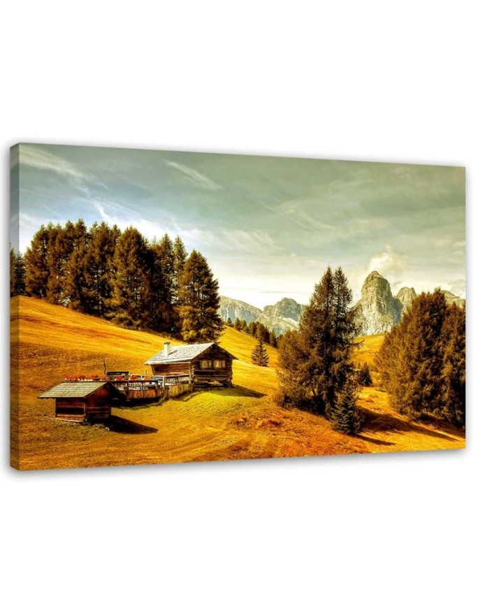 Canvas prints for the living room - Cottage in the mountains landscape | FEEBY