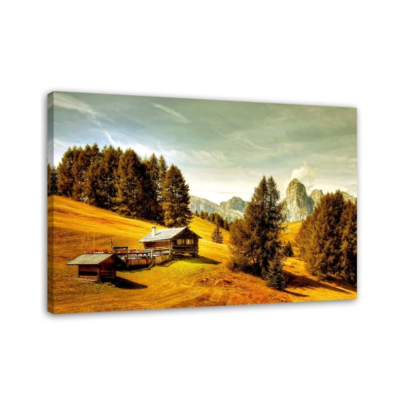 Canvas prints for the living room - Cottage in the mountains landscape | FEEBY