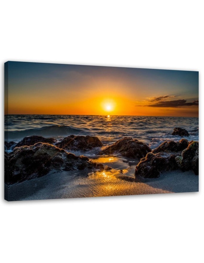 Sunset by the sea - Pictures on Canvas for the living room | FEEBY