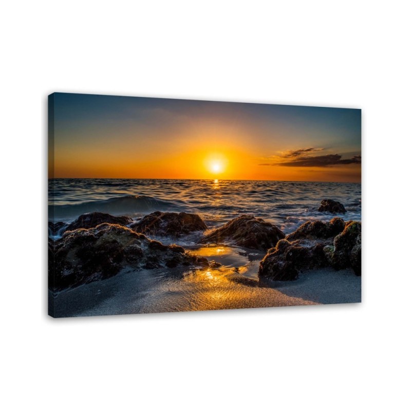 Sunset by the sea - Pictures on Canvas for the living room | FEEBY