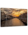 City by the river sunset - Modern canvas painting | FEEBY