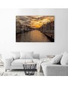 City by the river sunset - Modern canvas painting | FEEBY