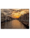 City by the river sunset - Modern canvas painting | FEEBY