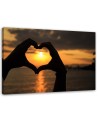 Heart symbol with palms sunset - Canvas prints for bedroom | FEEBY