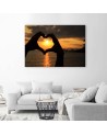 Heart symbol with palms sunset - Canvas prints for bedroom | FEEBY