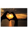 Heart symbol with palms sunset - Canvas prints for bedroom | FEEBY