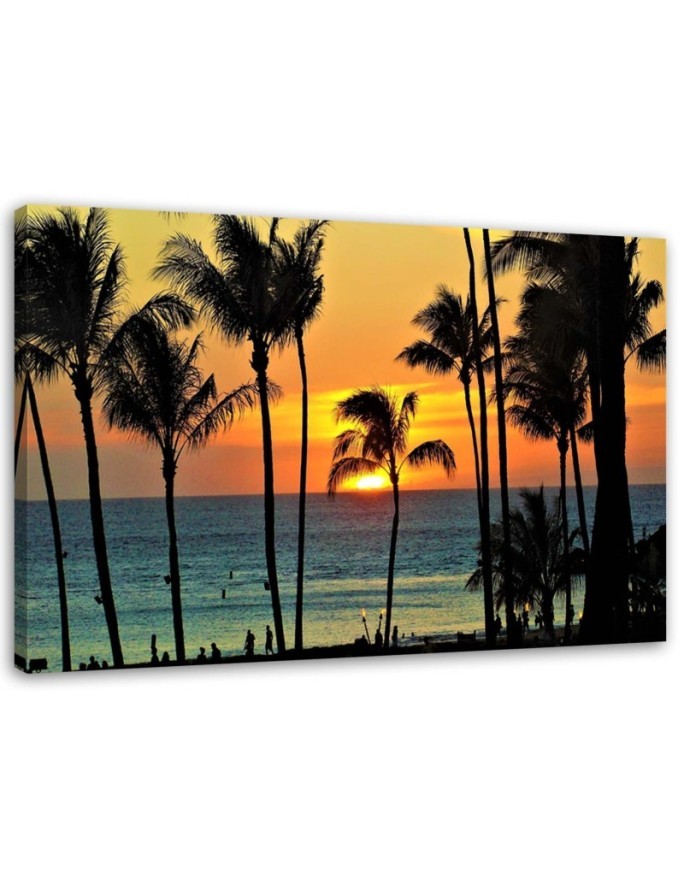 Palm trees at sunset for living room - Canvas prints for living room | FEEBY