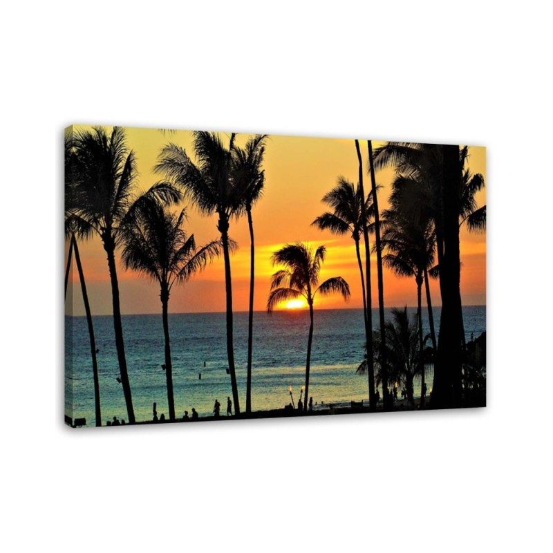 Palm trees at sunset for living room - Canvas prints for living room | FEEBY