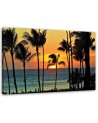 Palm trees at sunset for living room - Canvas prints for living room | FEEBY