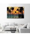 Palm trees at sunset for living room - Canvas prints for living room | FEEBY