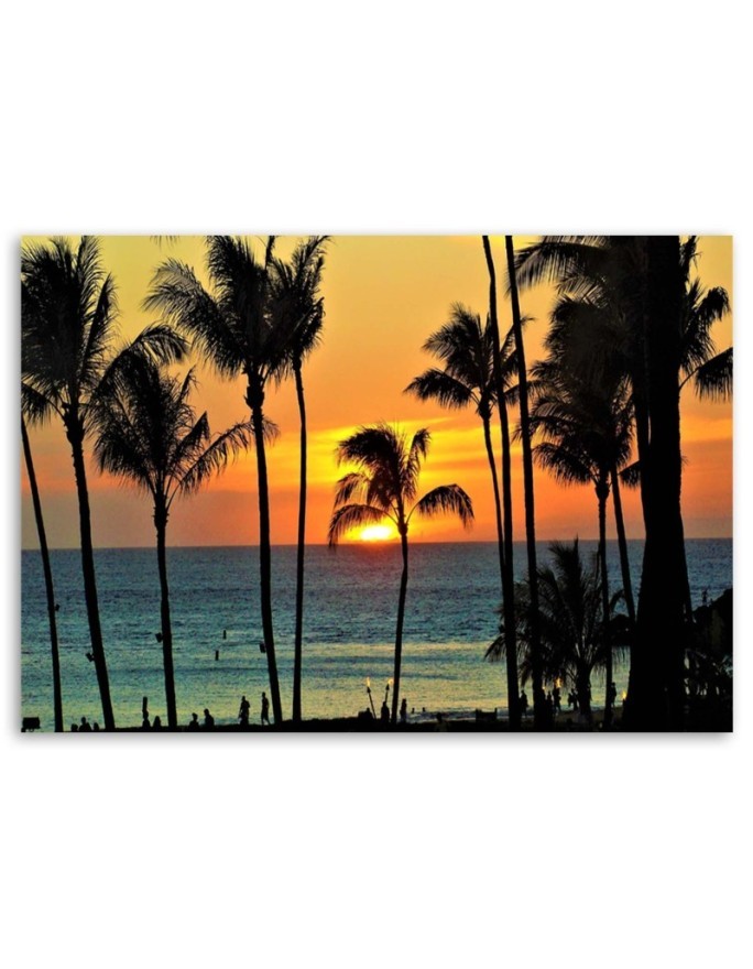 Palm trees at sunset for living room - Canvas prints for living room | FEEBY