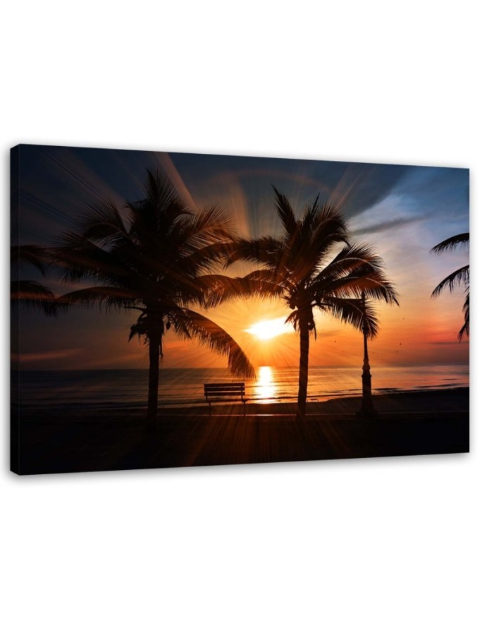 Palm trees by the sea at sunset - Canvas print. Buy now| | FEEBY
